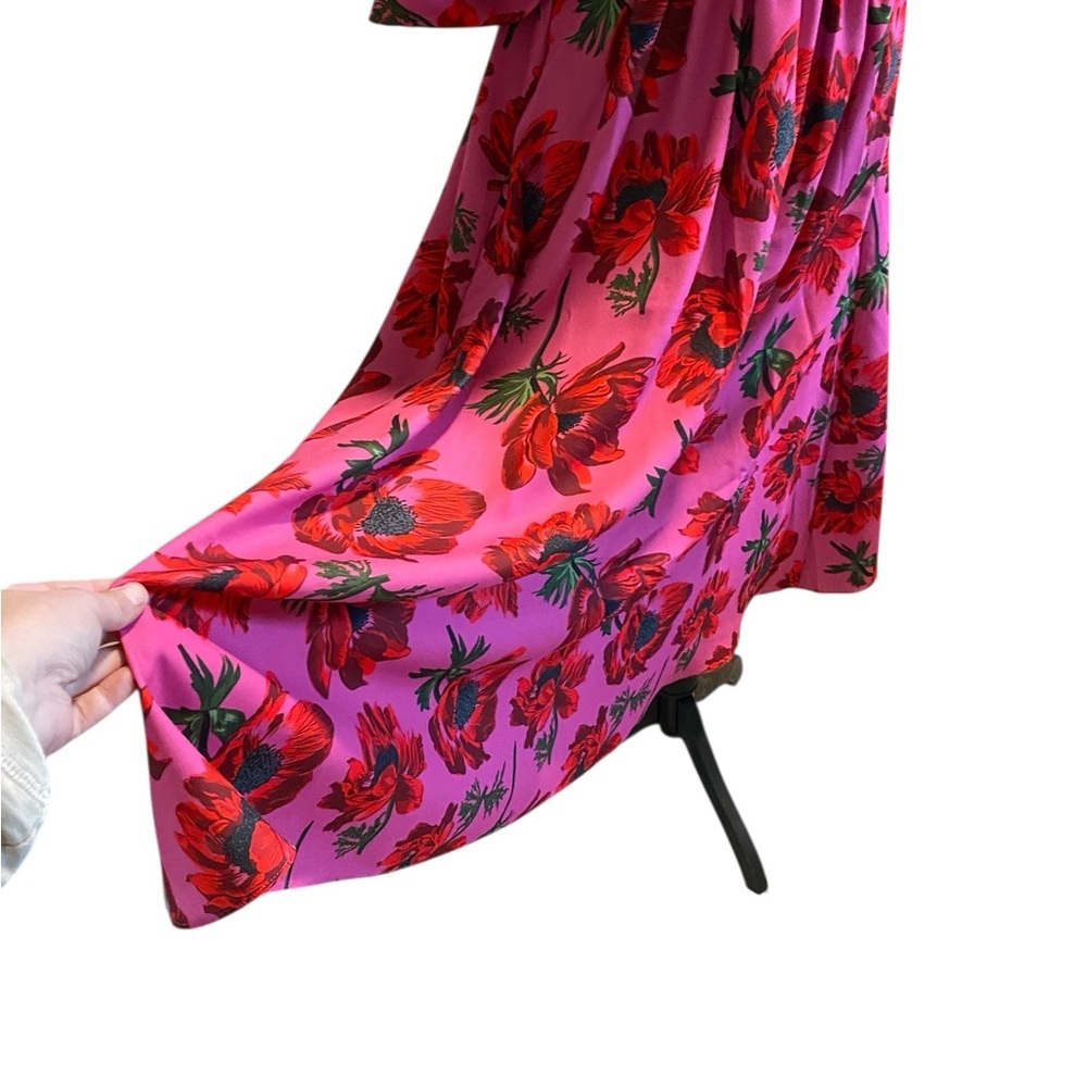 Alexia Admor Pink Floral Midi Dress with Red Blooms - Picture 3 of 9
